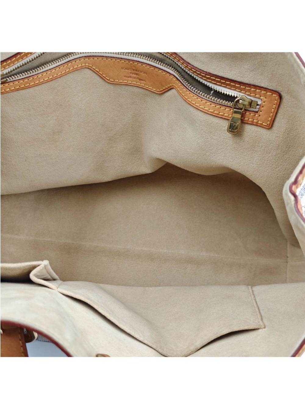 Louis Vuitton Damier Azur Check Canvas Tote with Tan Leather & Gold Hardware - Picture 14 of 14